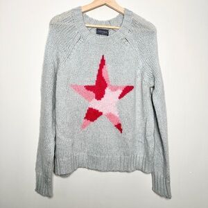 Wooden Ships Camo Star Raglan Crew Barely Grey and Rose Tropica - S/M